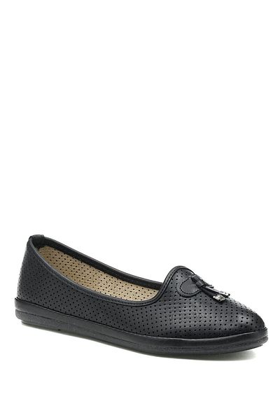Polaris Comfortable Fit Women's Laceless Ballerina Black Shoes