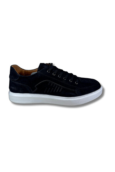Dropland 8790 Black Nubuck Leather White Sole Lace-Up Men's Casual Shoes