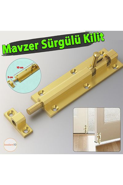 Badem10 Mavzer Deadbolt Lock Screw Metal Door Window Interior Exterior Cabinet Lock Deadbolt Safety Latch Brass Color