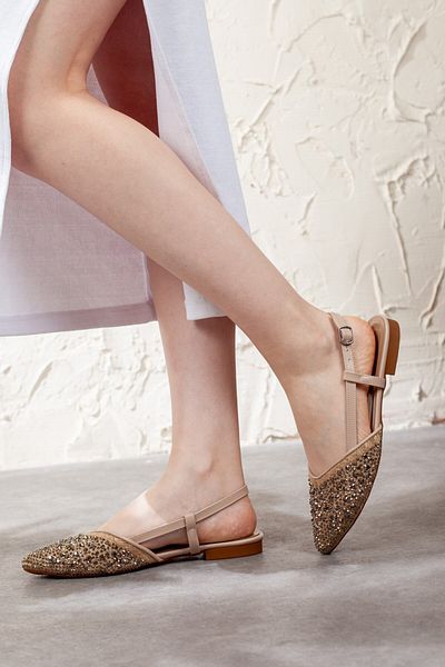 Adım Adım Women's Open Back Stone Ballerinas