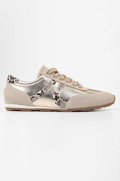 Shoeberry Women's Rylen Gold Shiny Sneaker
