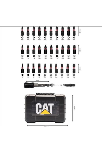 Caterpillar مجموعة رؤوس مفكات سداسية CAT DA01901، 32 قطعة، مقاس ¼ بوصة