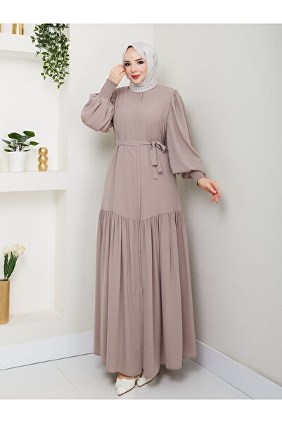 KMKkombin Ferace-1031, cu mâneci bufante, cu fermoar ascuns, cu pliuri în talie