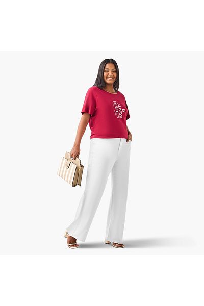 Ulla Popken Plus Size Ulla Popken Slogan Print T-Shirt