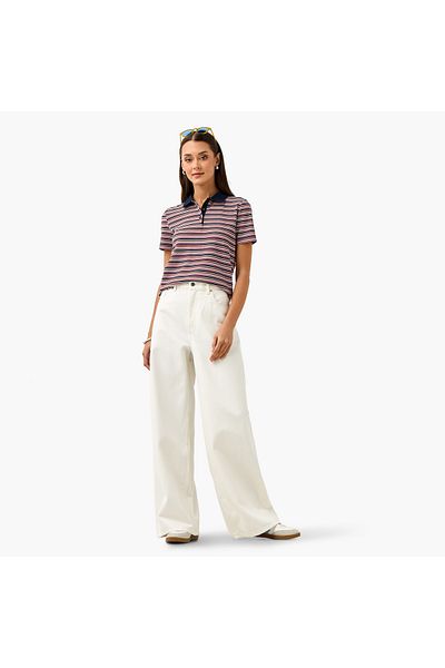Lee Cooper Straight Fit Braided High Rise Jeans with Pockets