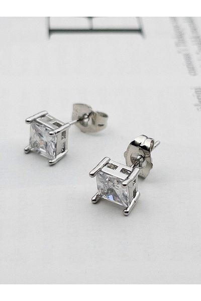 Siya Silver Solitaire Steel Earring - 0.7 cm (7 mm)