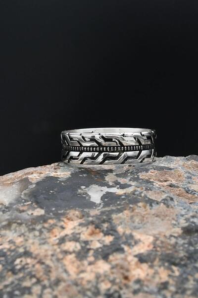 Prestige Grek Desenli 925 Ayar Gümüş Erkek Alyans Yüzük 901901