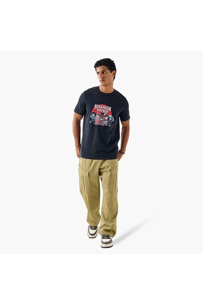 FAV Stranger Things Print T-Shirt with Crew Neck