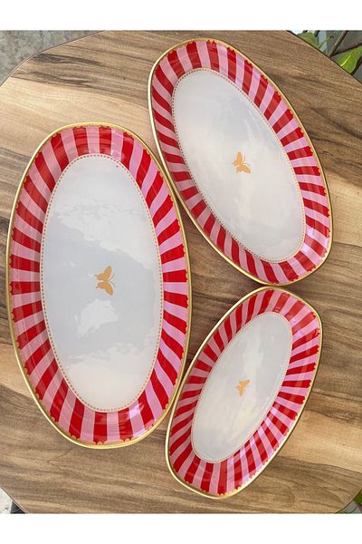 GÜRCÜGLASS قارب على شكل فراشة وردية مكون من 3 قطع