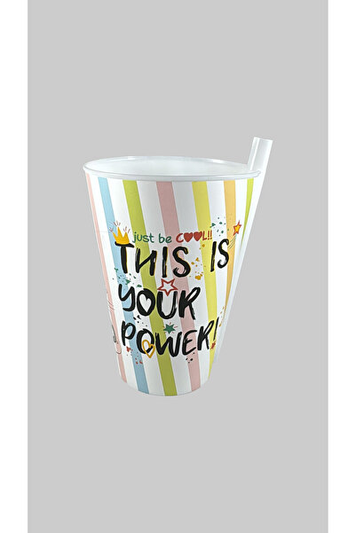 SİHİRLİ AYAKLAR Yummy Fun Patterned Glass with Straw 400ml