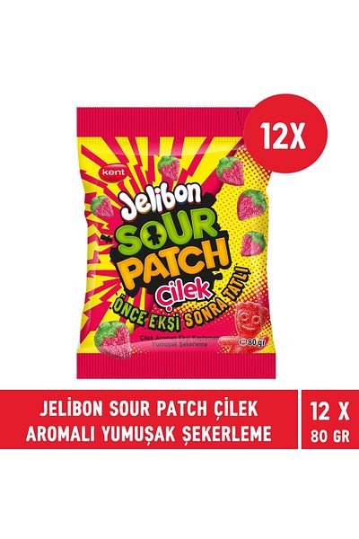 Jelibon Sour Patch Strawberry Flavored Soft Candy 80 Gr - 12 Pieces