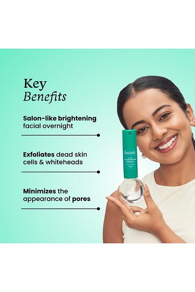 Foxtale 2% Glycolic + 2% Lactic Acid Overnight Glow Mask With AHA, PHA & Provitamin B5, 30 ml