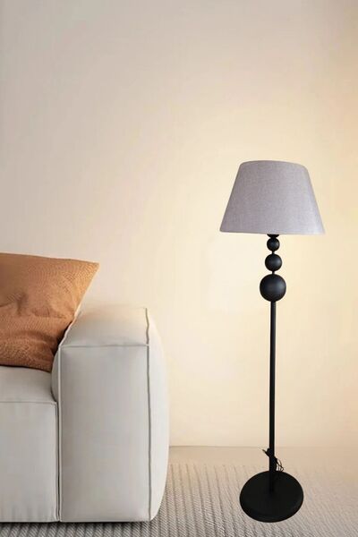 Ömür Avize roma siyah ayak konik başlıklı lambader