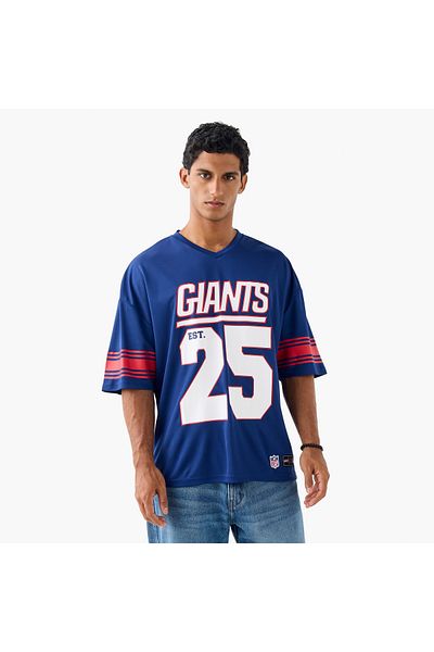 SP Characters Giants Print V-neck T-shirt with Short Sleeves