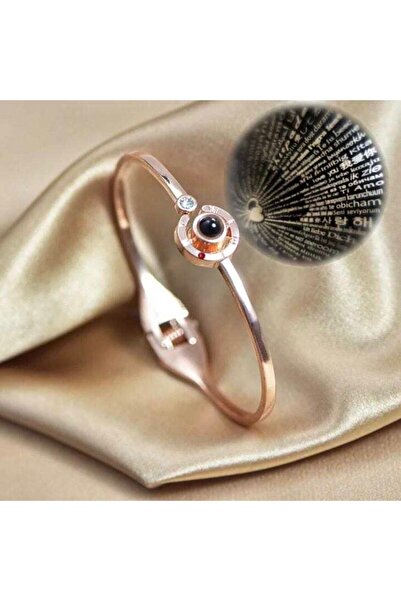 Tessero Bratara de dama tip Bangle fixa cu proiectie 'Te iubesc' in 100 de limbi diferite