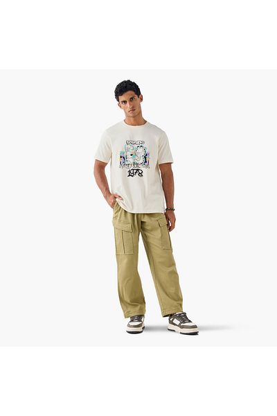 FAV Garfield Print Crew Neck T-shirt with Short Sleeves