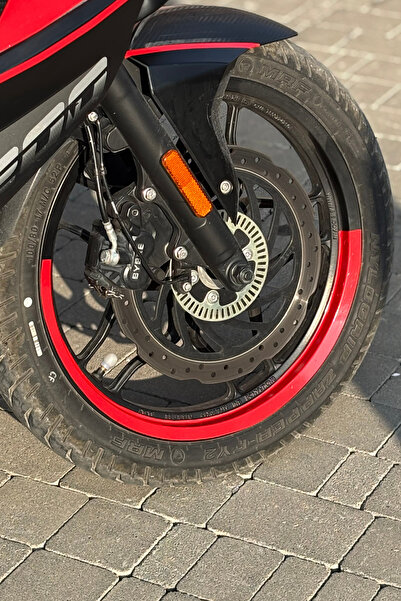 Banxtre Motorsiklet Jantı için Kırmızı Yarım Jant Şeridi Sticker Seti(4 Parça)