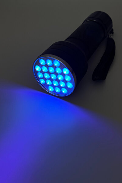 Hazar Led UV Mor Işık El Feneri Taşınabilir 21 Ledli Ultraviyole Fener Para Bakteri Kontrol Dedektörü