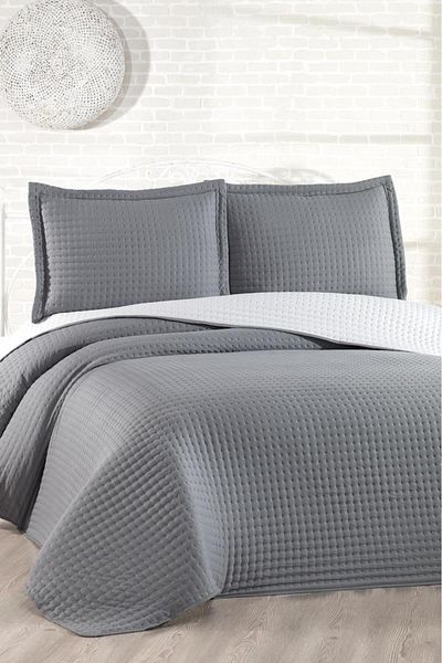 Çeyiz Diyarı Elisa Filled Double Sided Double Size 240X260 cm Bedspread Anthracite