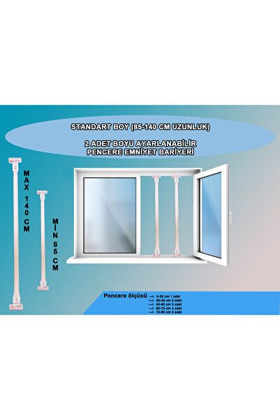 Tuncel Teknik BEYAZ RENK PENCERE GÜVENLİK BARİYERİ-BOYU AYARLANABİLİR KORKULU...