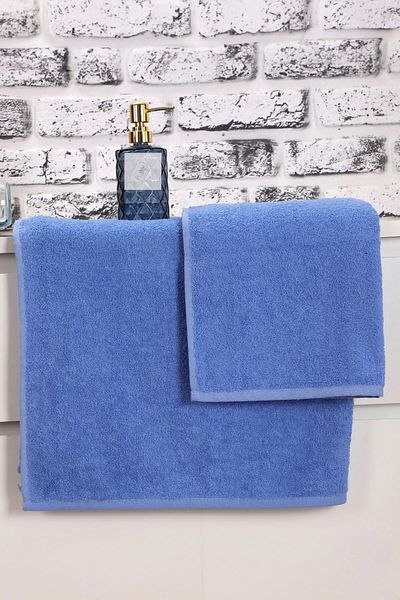YÜNTEKS Double Bath Towel Set Blue (70*140 50*90)