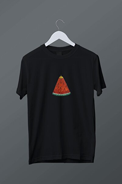 relaxbaskı Watermelon Themed Printed T-Shirt with Gold Dome