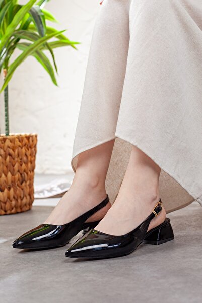 Adım Adım Women's Black Patent Leather Low Heel Shoes