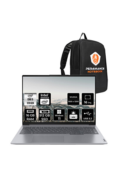 LENOVO ThinkBook 16 G6 i5 13420H 16GB 512GB SSD 16" WUXGA W11H Dizüstü Bilgisayar & PER4 ÇANTA