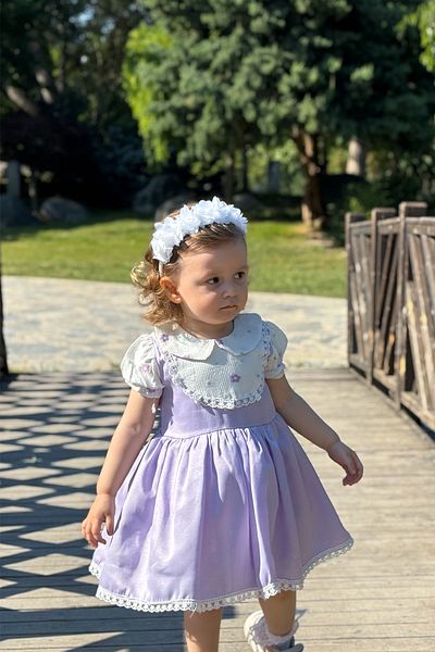 ALYRA Baby Girl Dress Short Sleeve Bebe Collar Birthday Party Wedding Special Occasion Satin Girl Kid Dress