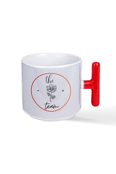 NACARLAR The Team Printed Red T-Handle Mug Cup Special for Bride to Be Parties