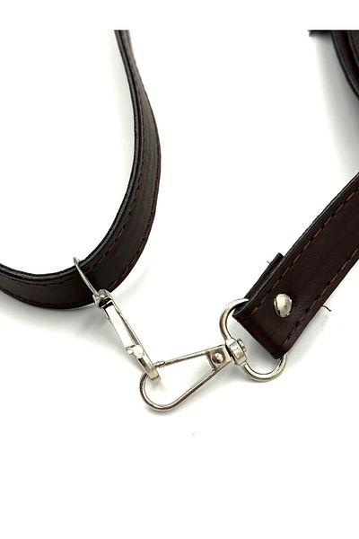 Lady Moss Adjustable Stitched Faux Leather Bag Strap Length Max 120 cm - Width 2 cm (Brown)
