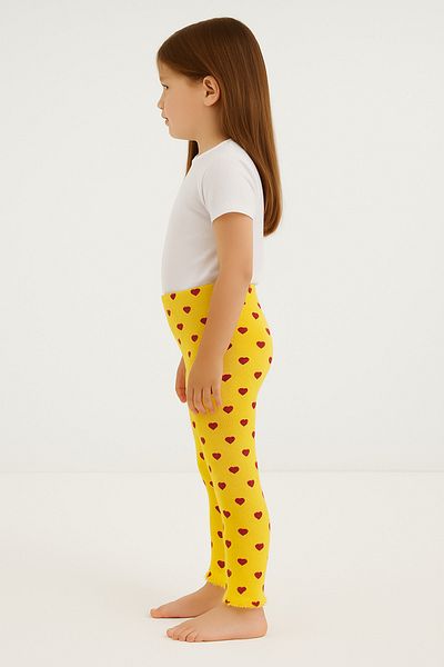 Kyex Pure Dots Girls Summer Heart Patterned Yellow Leggings