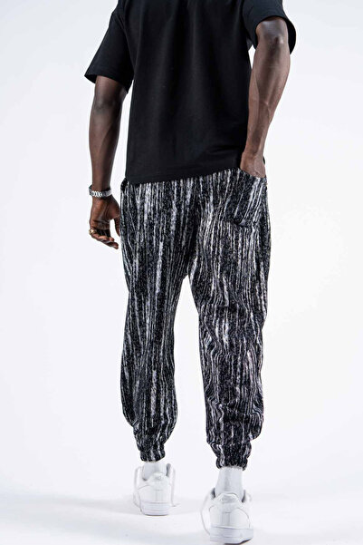 Superbluemexico Ανδρικό φαρδύ καπνιστό φαρδύ παντελόνι με ρίγες