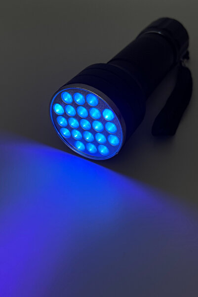 Hazar Led UV Mor Işık El Feneri Taşınabilir 21 Ledli Ultraviyole Fener Para Bakteri Kontrol Dedektörü