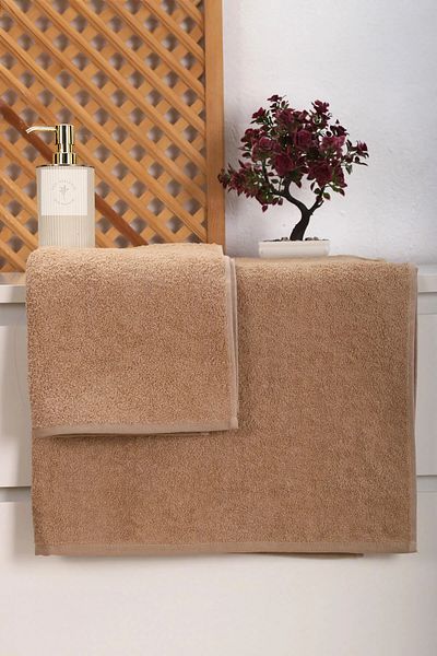 YÜNTEKS Double Bath Towel Set Brown (70*140 50*90)
