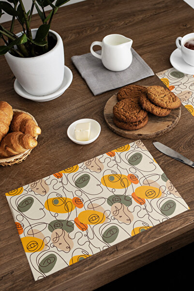 EsnafAli Green Yellow Face Figure Patterned Single Supla American Service