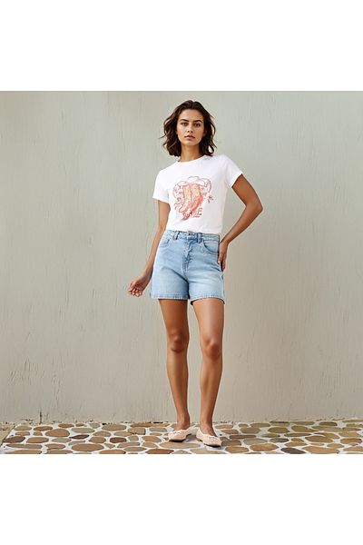 SP Characters Barbie Print Cropped T-shirt with Crew Neck