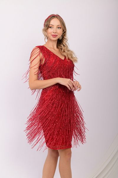 GATSBYLADY LONDON Glamorous Radiant Red Fringe Party Dress
