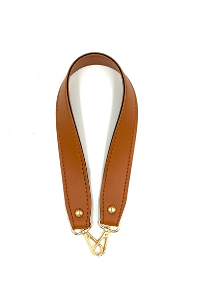 Lady Moss Kancalı Dikişli Suni Deri Çanta Askısı Uzunluk 42 cm - Genişlik 3 cm ( Taba )