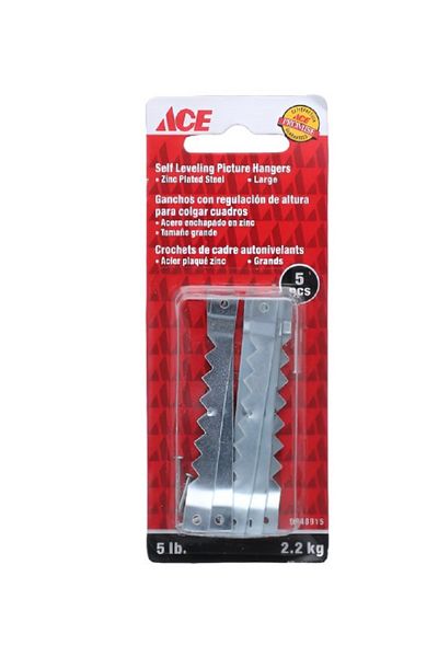 ACE Easy-to-Install Non-Damaging Lightweight Sturdy Self Leveling Picture Hanger Silver 2-3/8inch