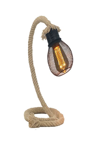 micasa Elegant Rope Table Lamp with Metal Shade
