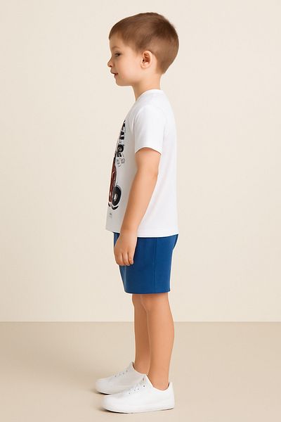 Yalçınoğlu Kids Set pantaloni scurți cu imprimeu cu caractere pentru băieți - bumbac, buzunar, talie elastică - set de vară pentru copii