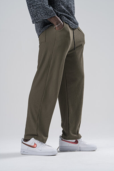 Superbluemexico Чоловічі широкі штани з еластичним поясом, хакі