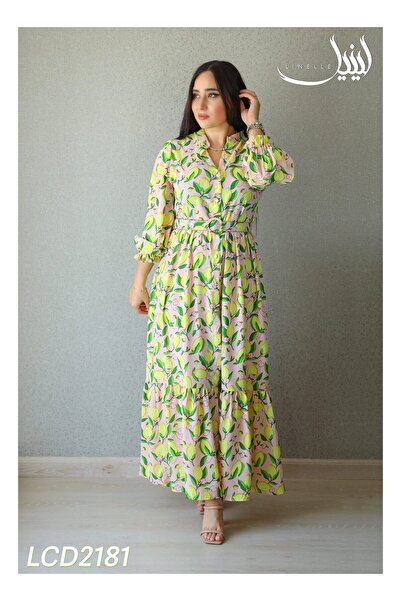 LINELLE فستان كاجوال - طبعة ليمون أصفر استوائي - LCD2181
