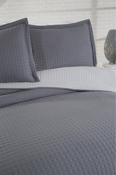 Çeyiz Diyarı Elisa Filled Double Sided Double Size 240X260 cm Bedspread Anthracite
