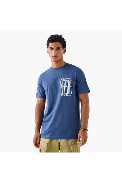FAV Black Clover Print T-shirt with Crew Neck and Short Sleeves