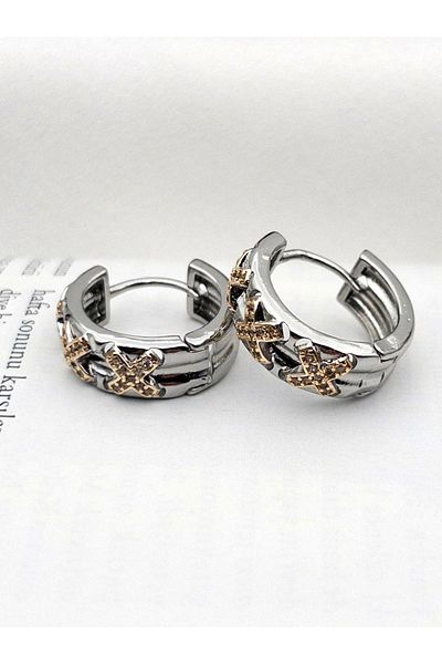 Siya Silver Zircon Stone Steel Xoxo Earrings
