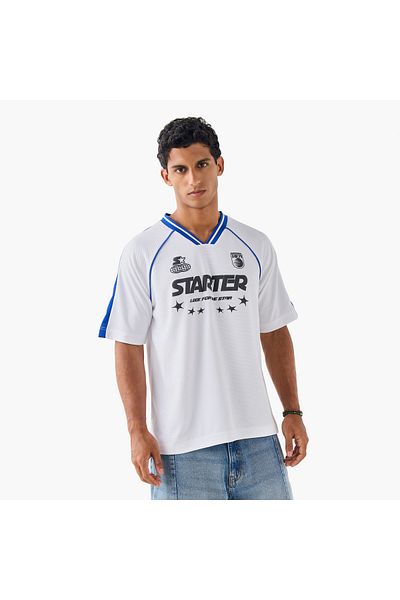 Starter Starter Printed V-neck T-shirt with Short Sleeves