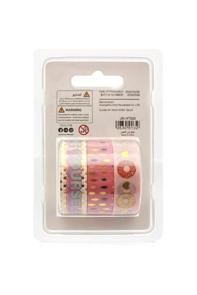 Roco Washi Tape – 3 Reel Foil Tape Set, 15 mm x 5 m, Assorted Colors