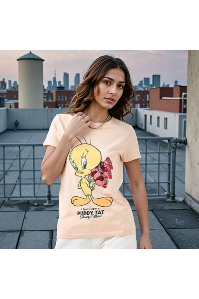 SP Characters Tweety Print T-shirt with Crew Neck